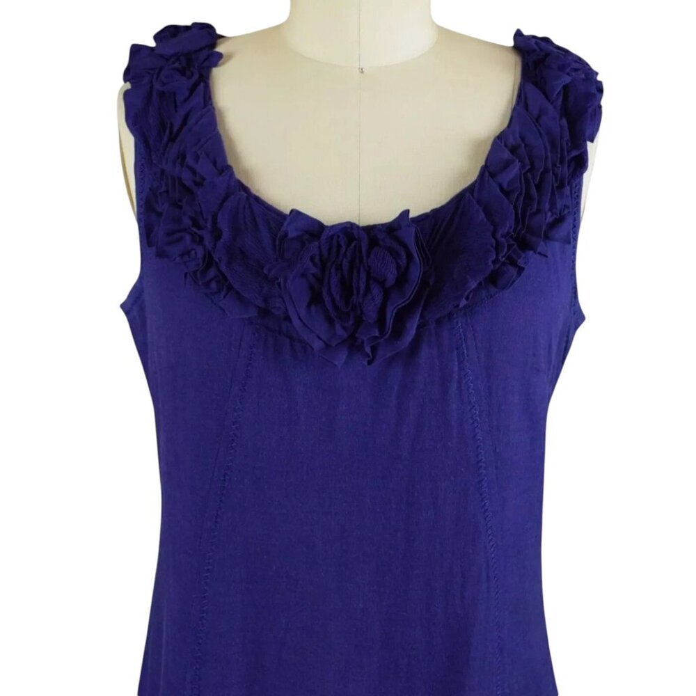 YOANA BARASCHI ROSETTE NECKLINE INDIGO-PURPLE DRESS - Picture 4 of 8